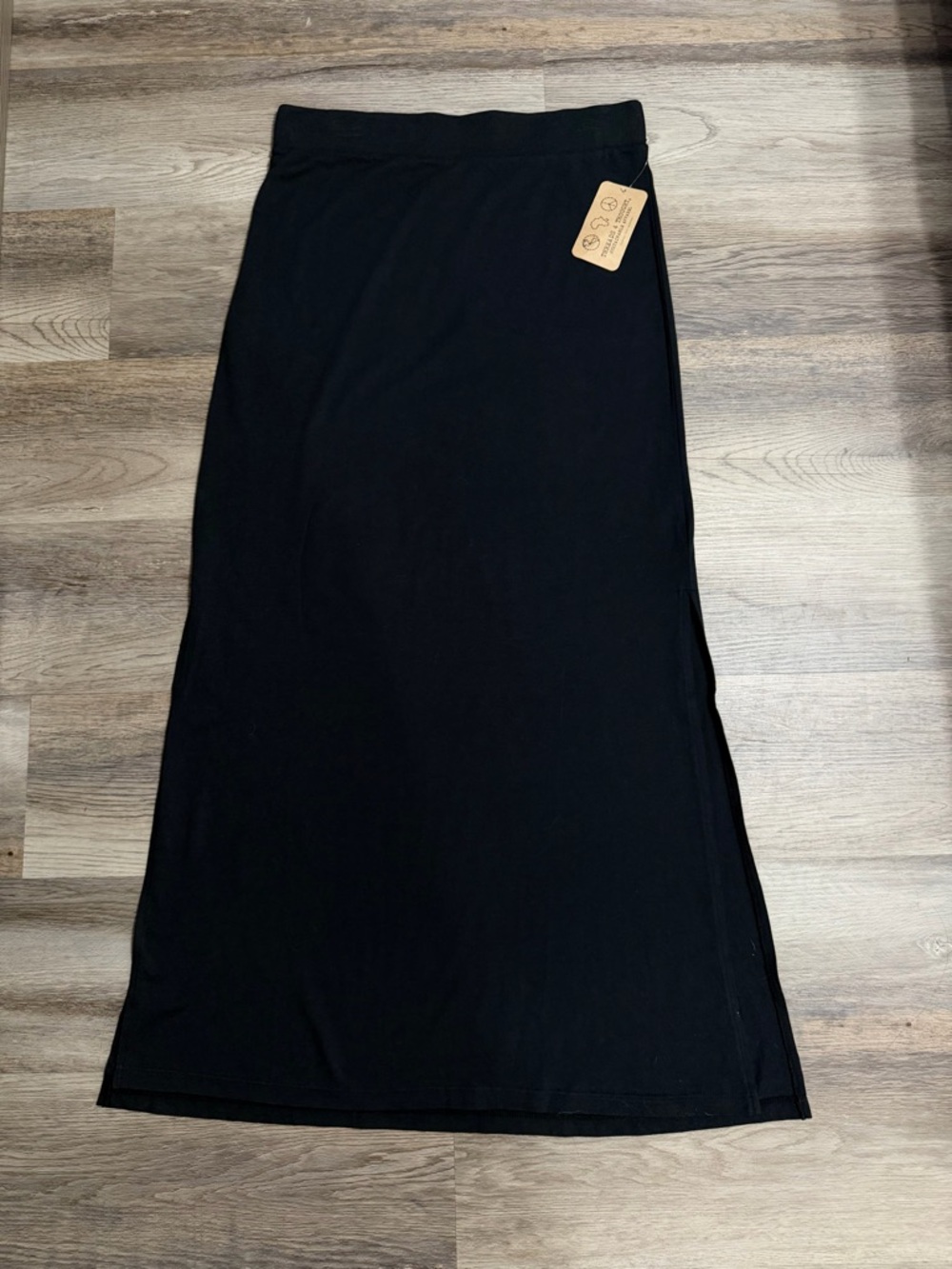 Threads 4 Thought Black Maxi Skirt with Side Slit Side vents